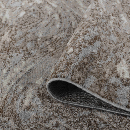 Alfombra de área interior gris marrón con ondas modernas abstractas