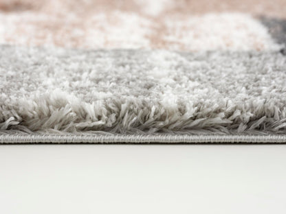 Tapis marron à poils longs géométrique rétro