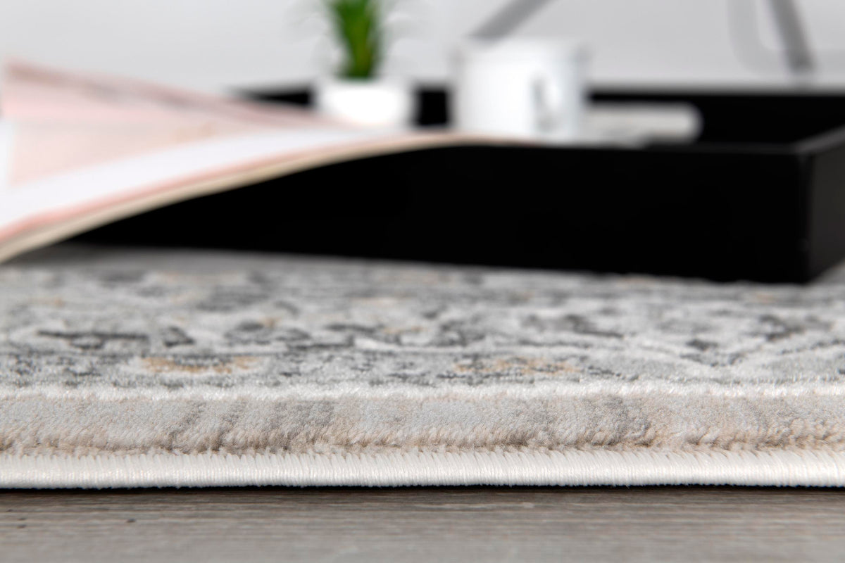 Regalia Medallion Transitional Grey and Cream Indoor Rug