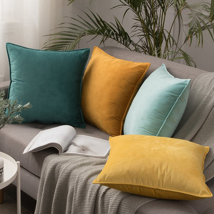 Soft Velvet Aqua Blue Pillow with Insert & Cover