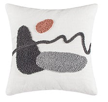 Tufted Abstract White/Grey Pillow with Insert & Cover