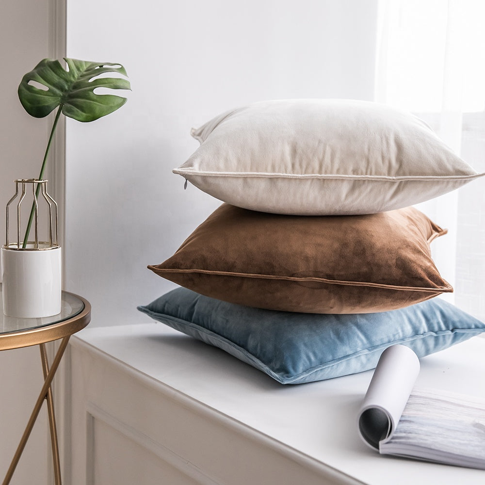 Soft Velvet Aqua Blue Pillow with Insert & Cover