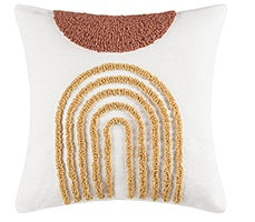 Tufted Rainbow White Pillow with Insert & Cover