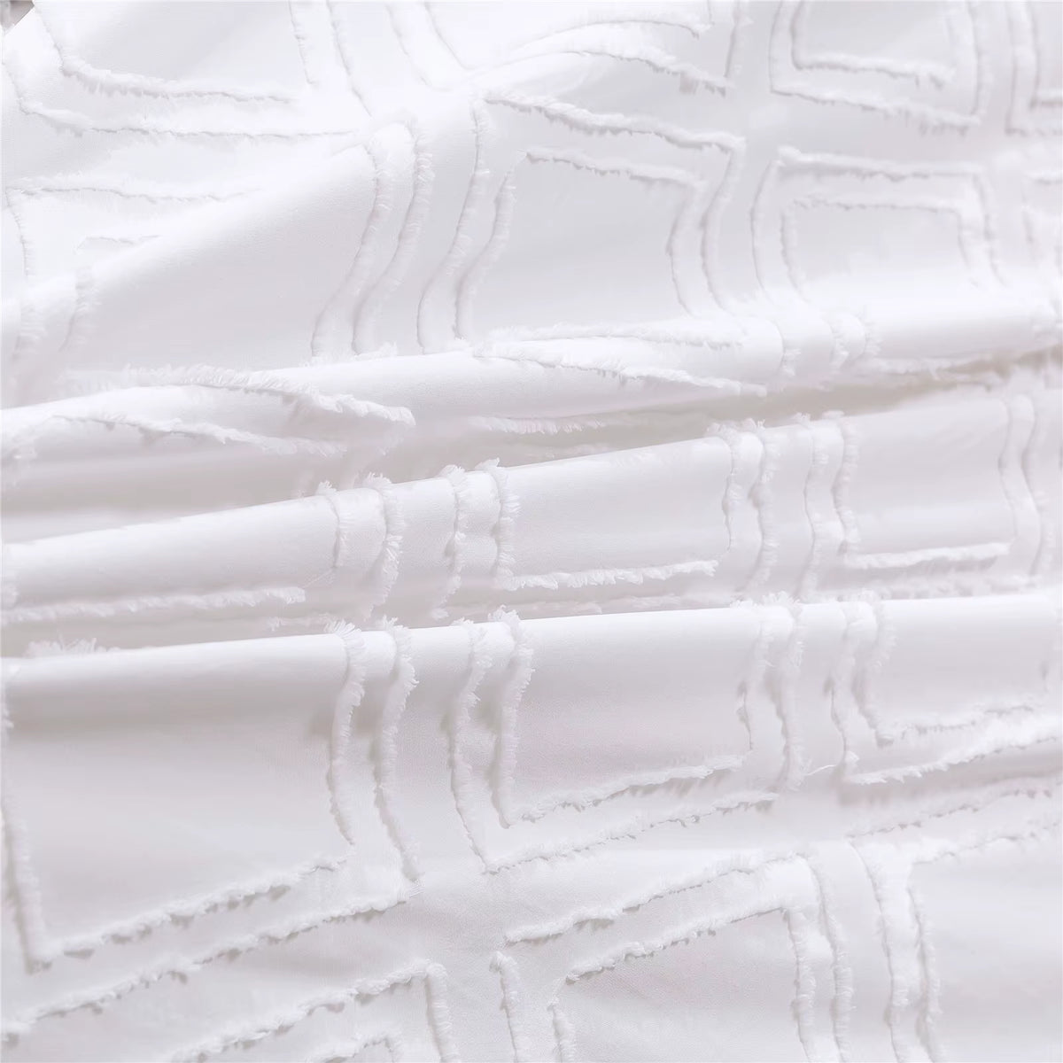 100% Tufted Jacquard Micro White Duvet Cover Set