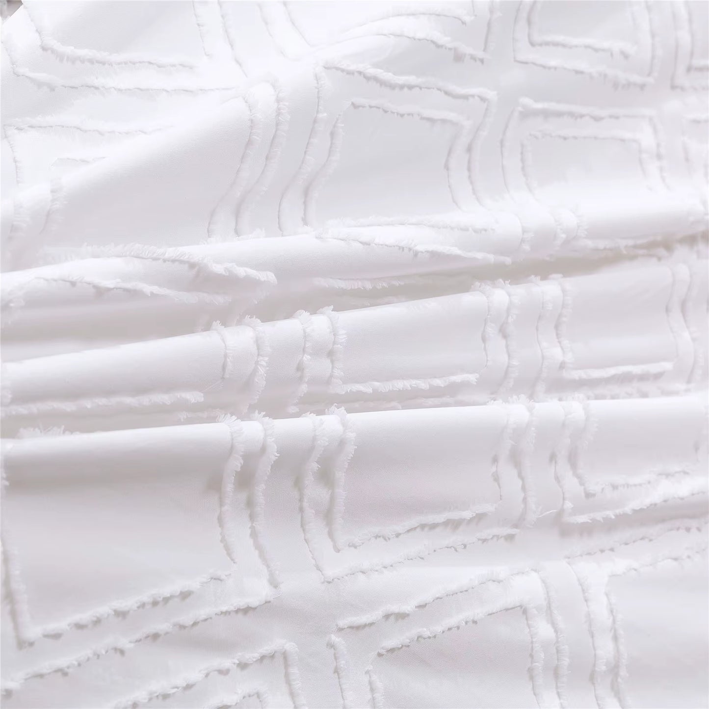 100% Tufted Jacquard Micro White Duvet Cover Set