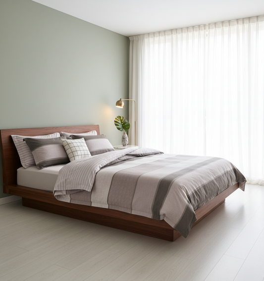 100% Cotton Grey Duvet Cover Set