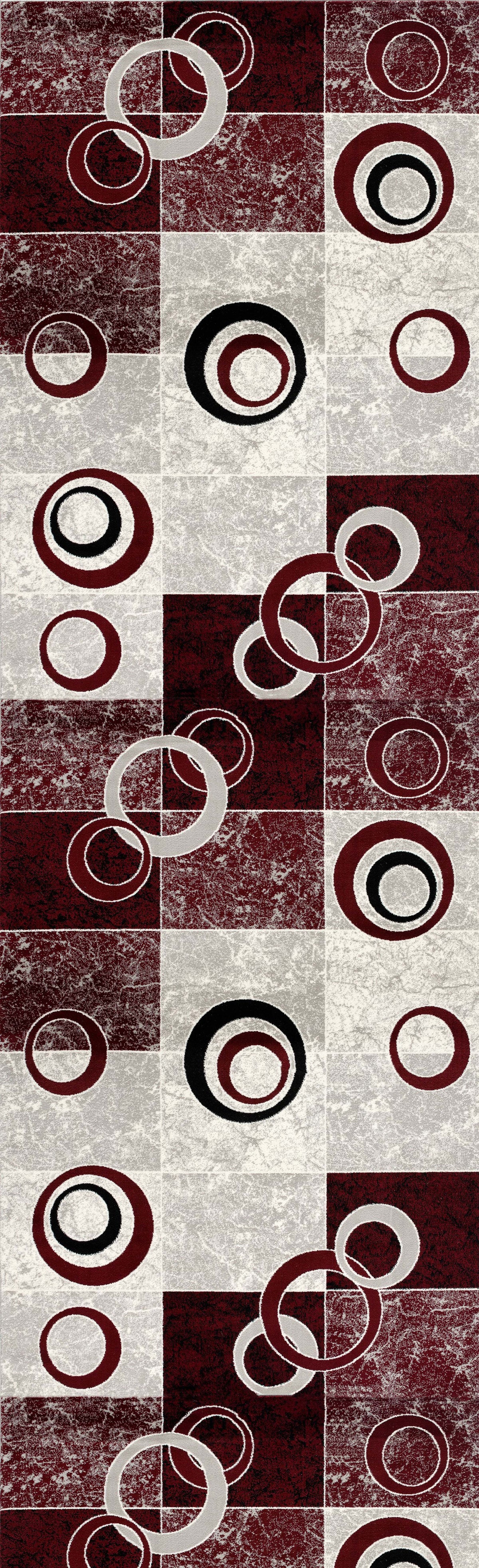 Shiki Abstract Contemporary Red and Grey Indoor Rug