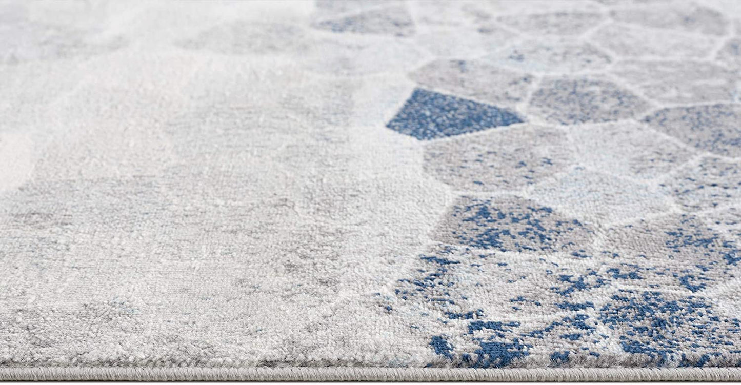 Havana Geometric Contemporary Blue Rug