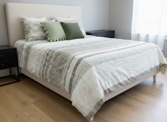 100% Jacquard Microfiber Taupe Duvet Cover Set