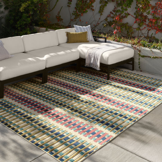 Peregrine Geometric Mid-Century Modern White and Multicolor Area Rug