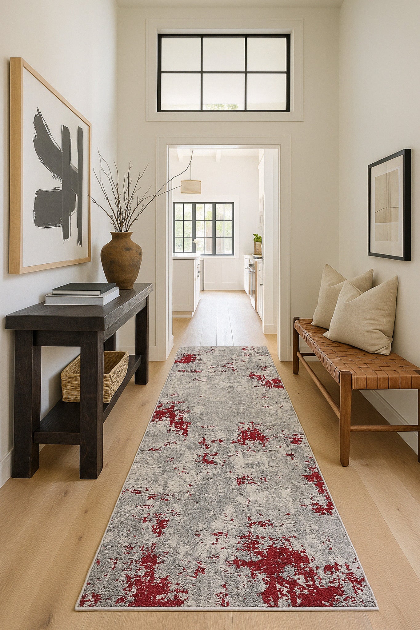 Vogue Abstract Contemporary Red Rug