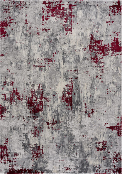 Elara Abstract Contemporary Red and Grey Indoor Rug