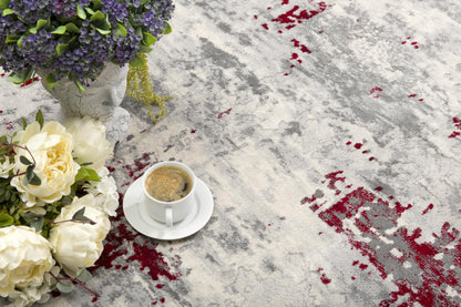 Elara Abstract Contemporary Red and Grey Indoor Rug