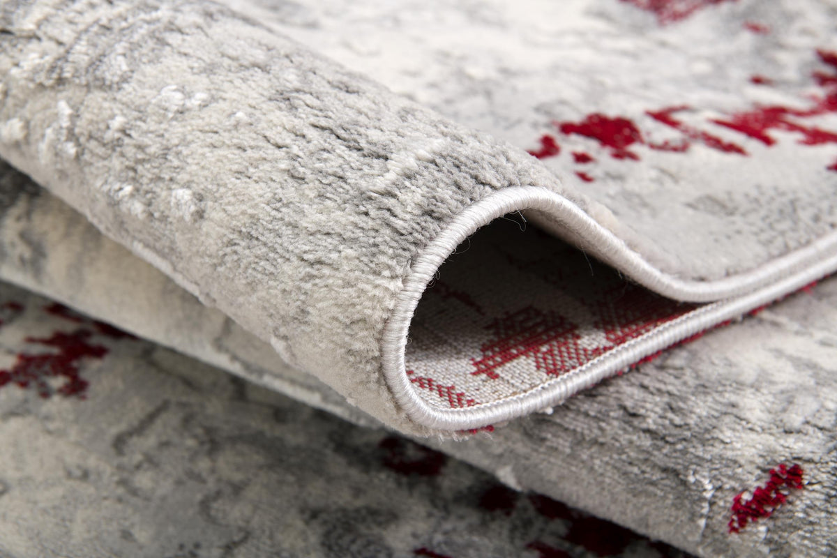 Elara Abstract Contemporary Red and Grey Indoor Rug