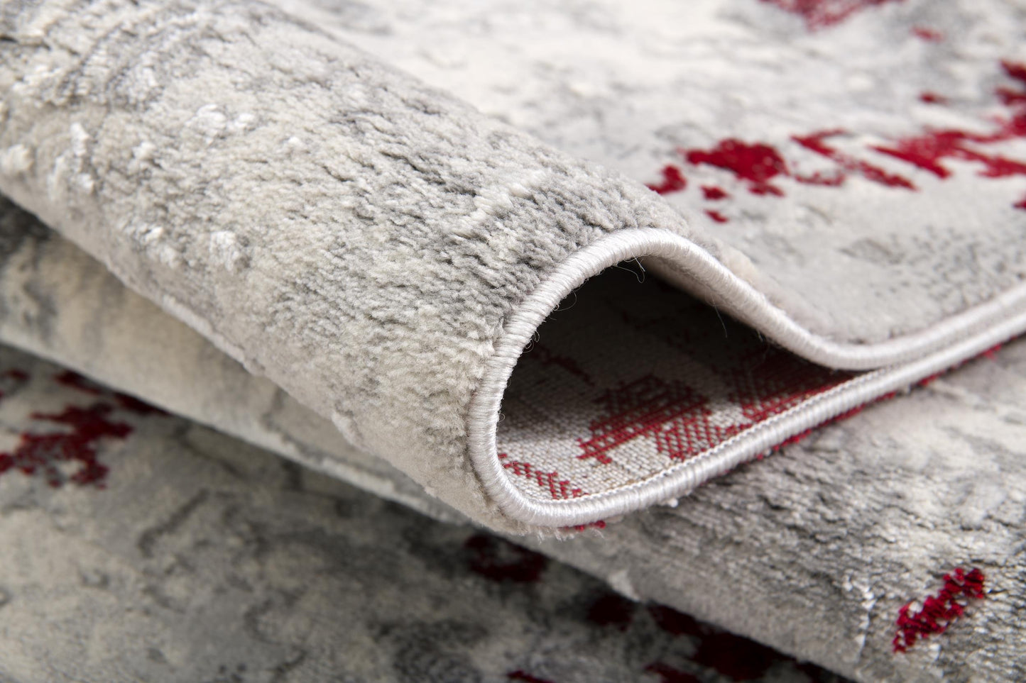 Elara Abstract Contemporary Red and Grey Indoor Rug