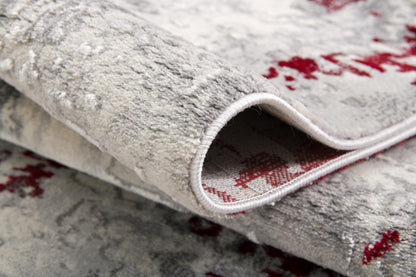Elara Abstract Contemporary Red and Grey Indoor Rug