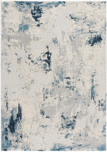 Tapis bleu contemporain abstrait Vogue