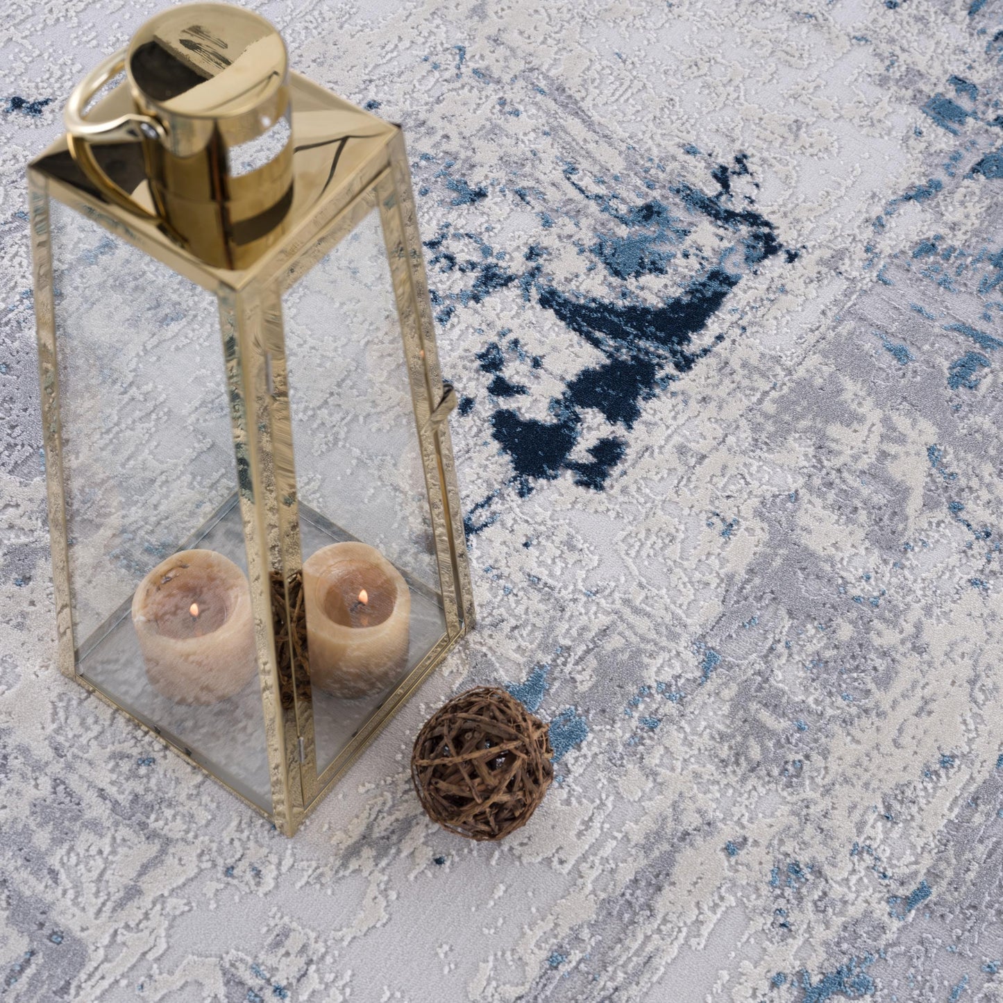 Tapis bleu contemporain abstrait Vogue