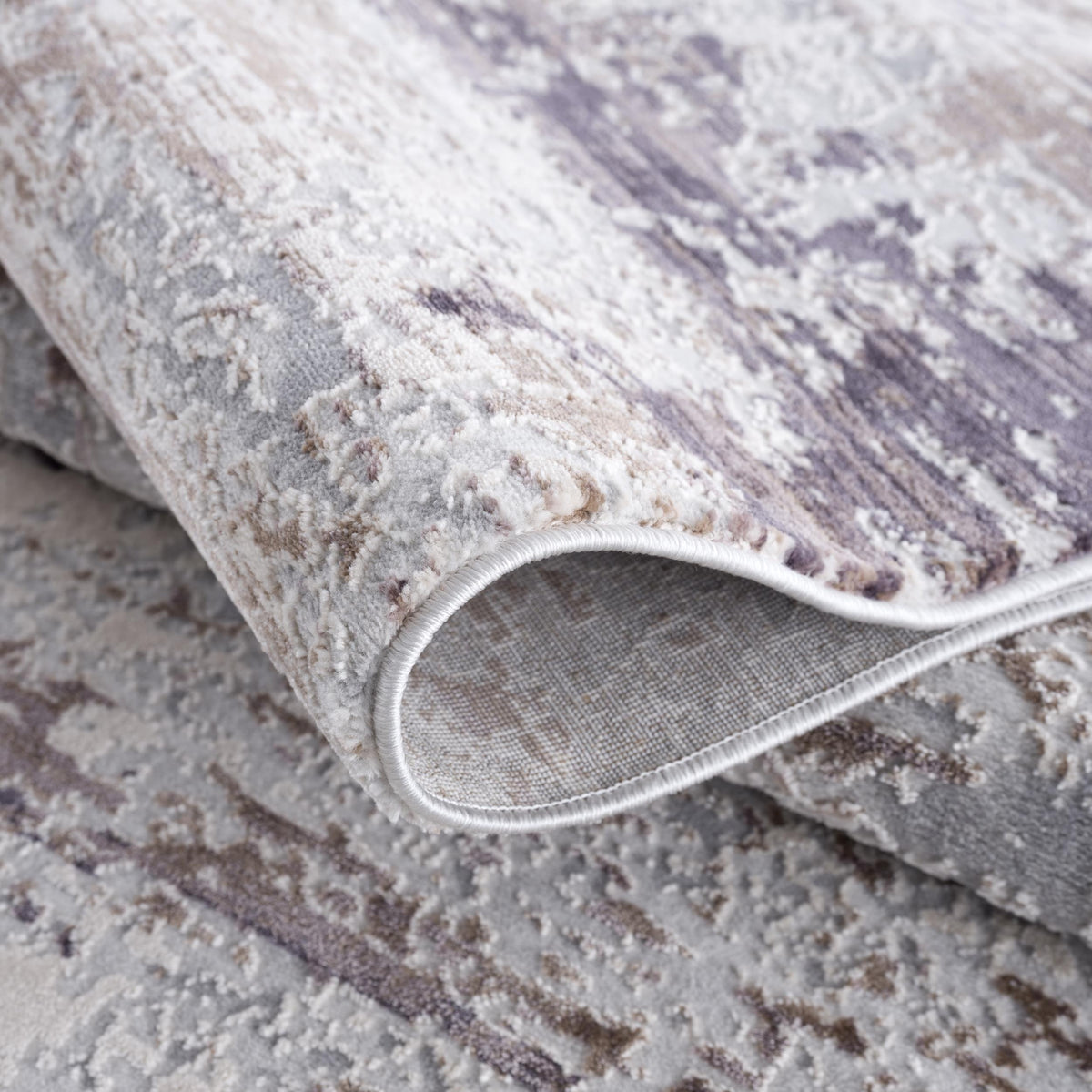 Terrana Abstract Contemporary Violet and Beige Indoor Rug