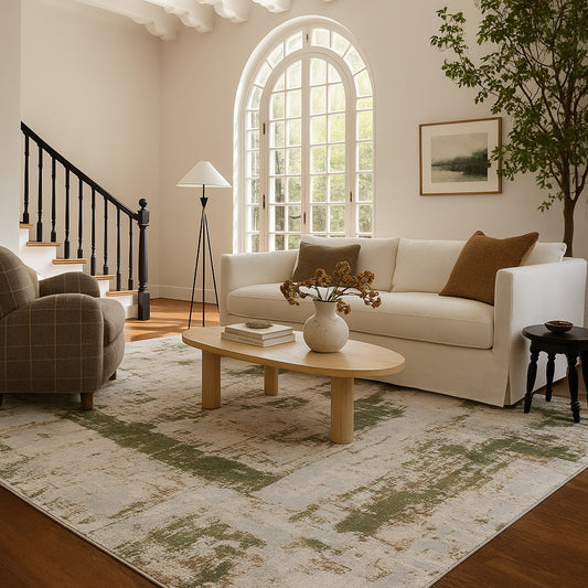 Vogue Abstract Contemporary Green Rug