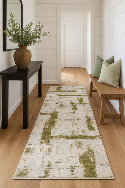 Vogue Abstract Contemporary Green Rug