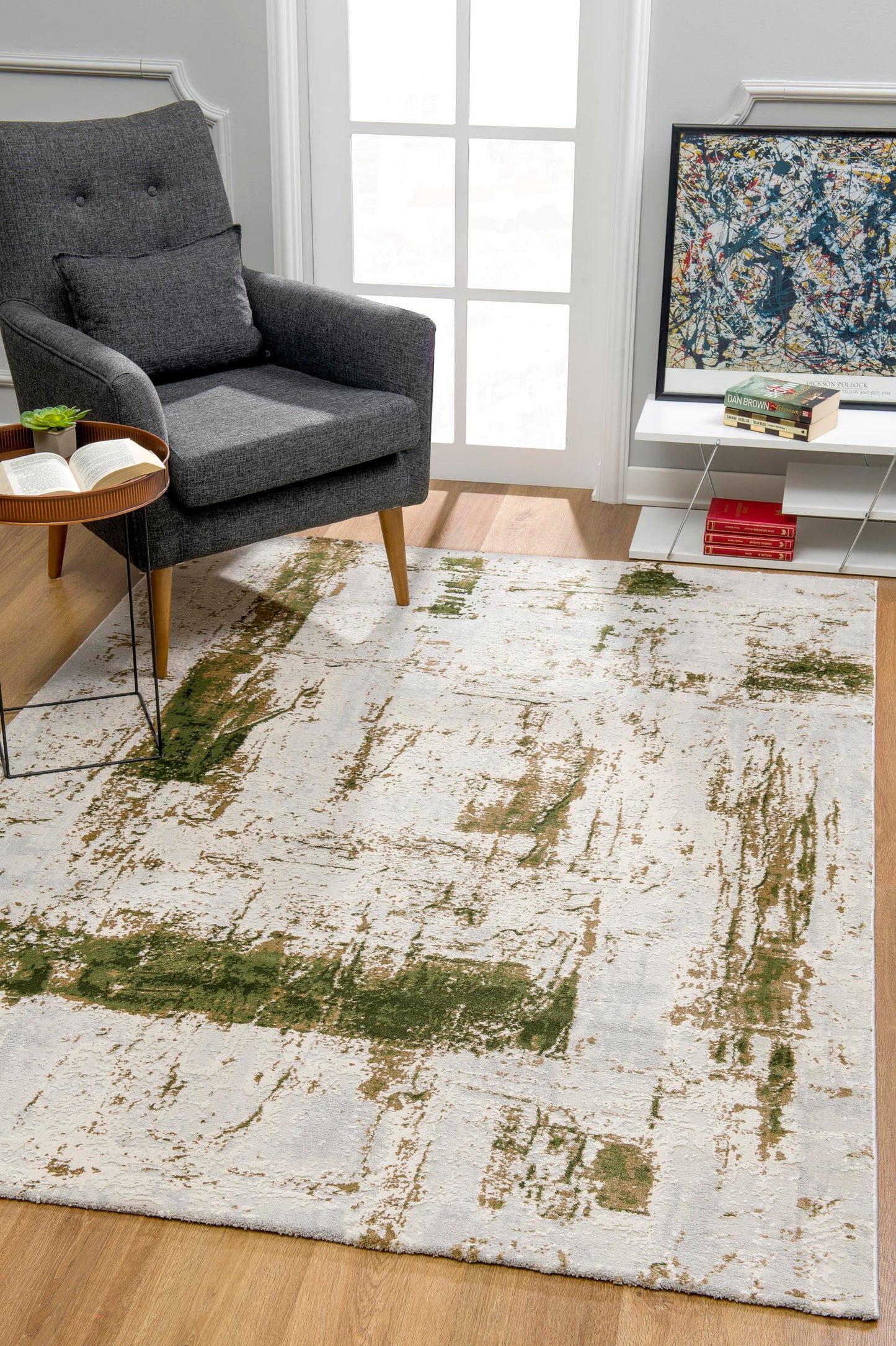 Vogue Abstract Contemporary Green Rug