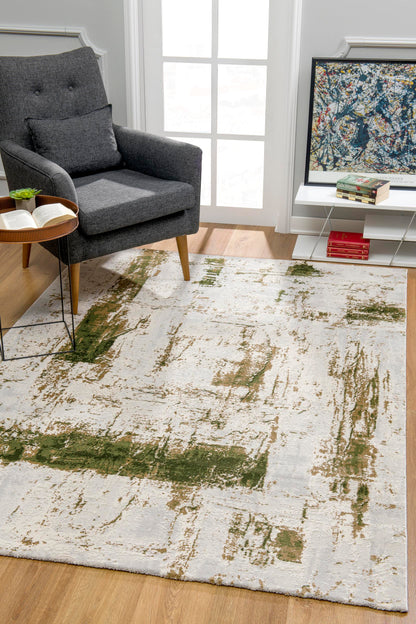 Vogue Abstract Contemporary Green Rug
