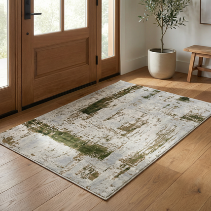 Silvan Abstract Contemporary Green and Beige Indoor Rug