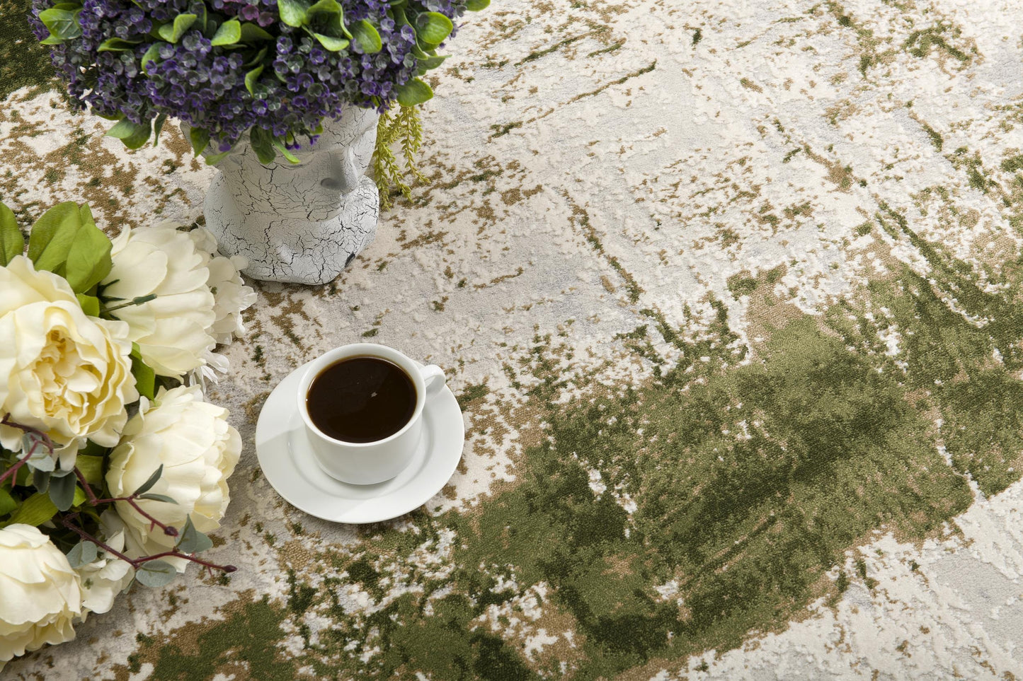 Alfombra verde contemporánea abstracta de Vogue