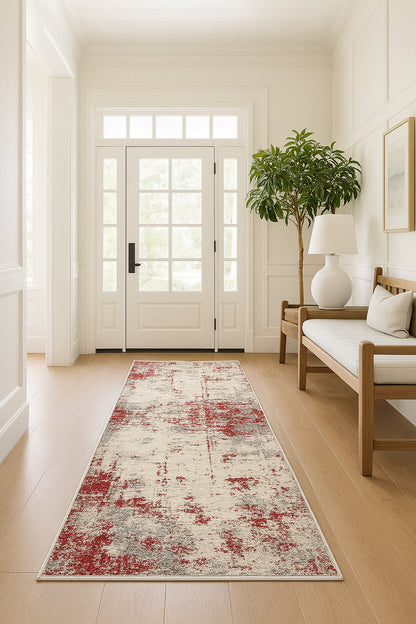 Vogue Abstract Contemporary Red Rug