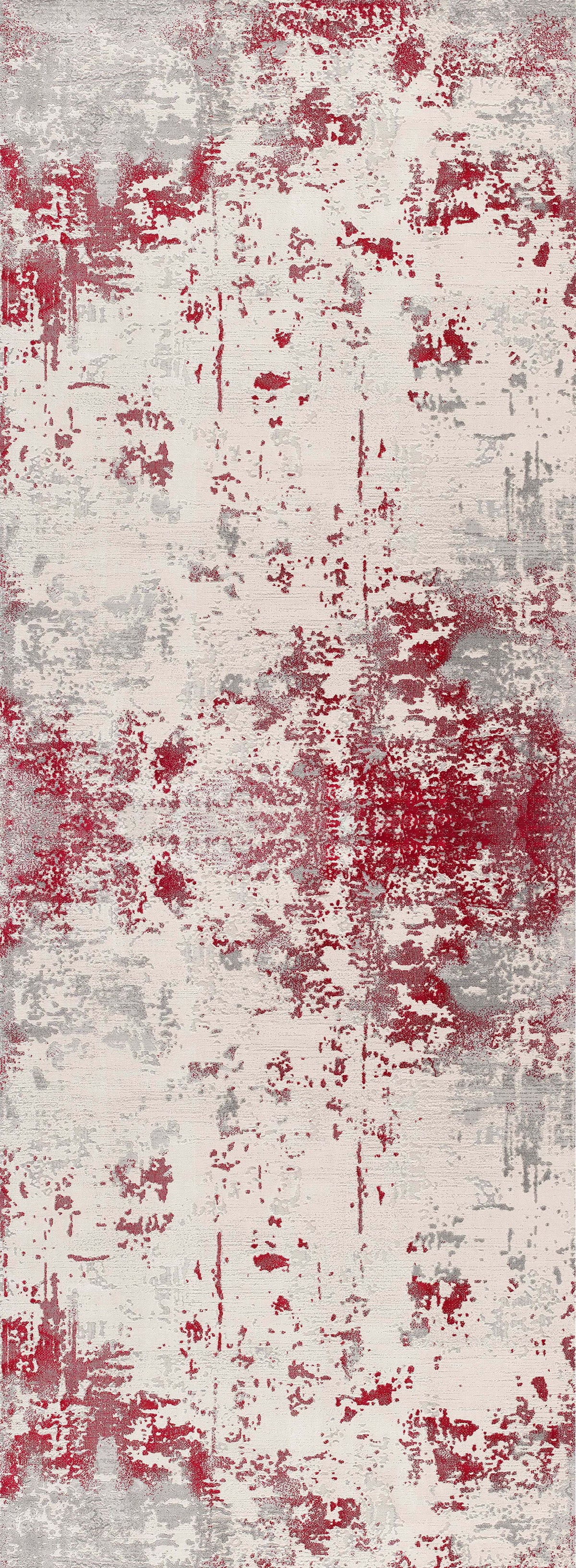 Solenne Abstract Contemporary Red and Grey Indoor Rug