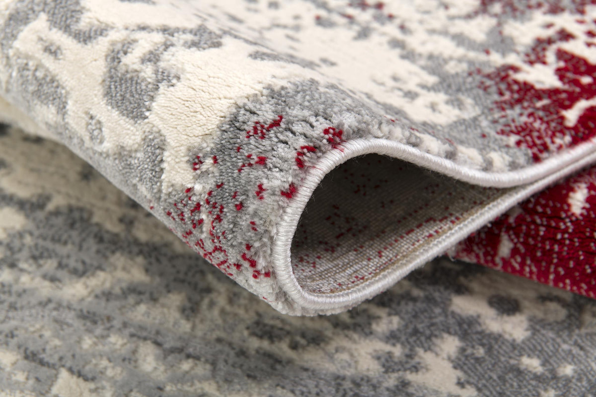 Solenne Abstract Contemporary Red and Grey Indoor Rug