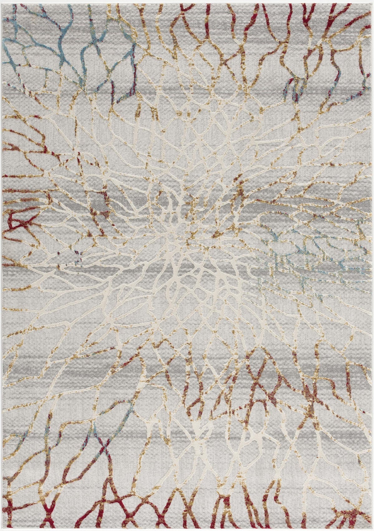 Lunara Abstract Contemporary Grey and Red Indoor Rug