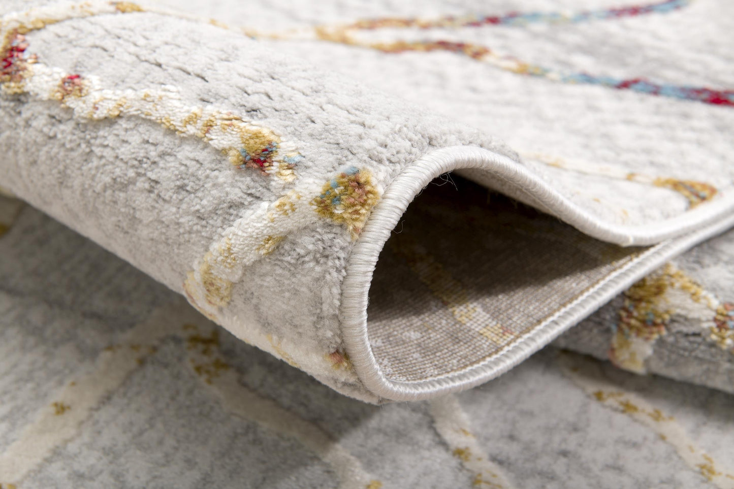 Lunara Abstract Contemporary Grey and Red Indoor Rug