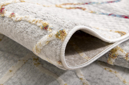 Lunara Abstract Contemporary Grey and Red Indoor Rug