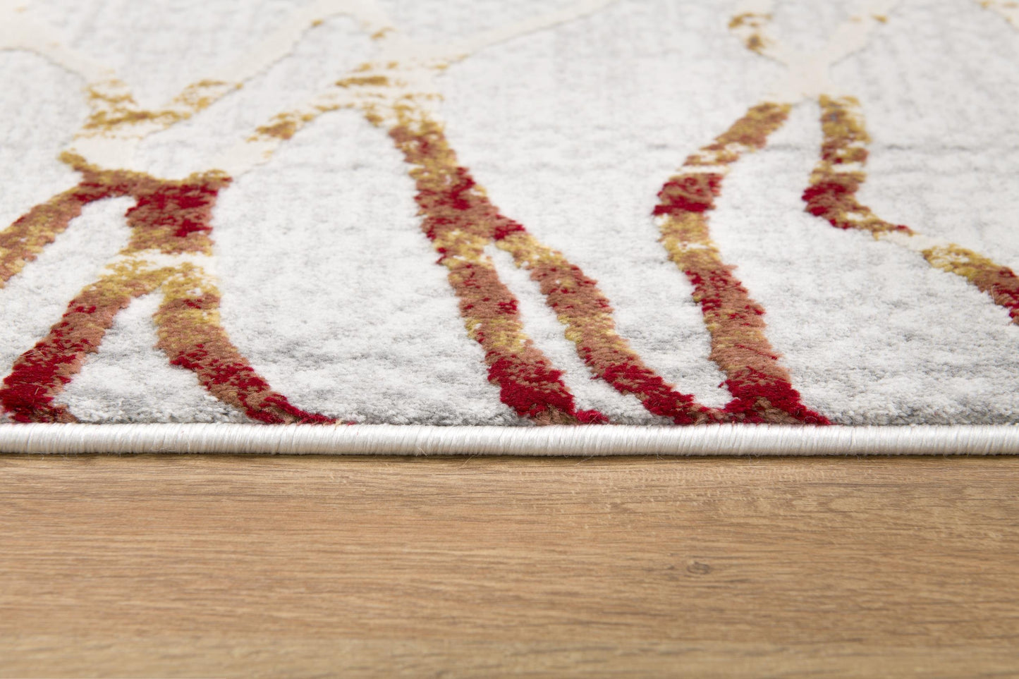 Lunara Abstract Contemporary Grey and Red Indoor Rug