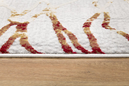 Lunara Abstract Contemporary Grey and Red Indoor Rug