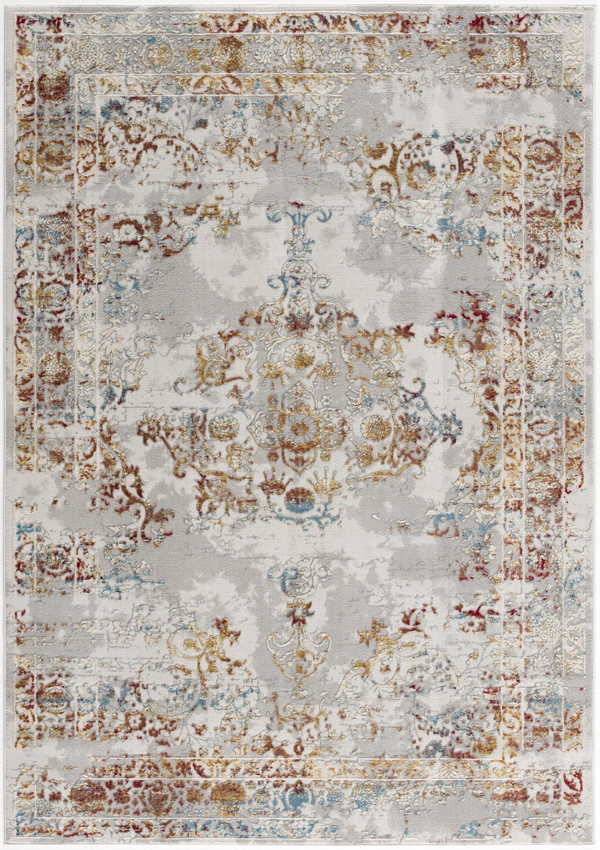 Seraphin Abstract Contemporary Grey and Red Indoor Rug