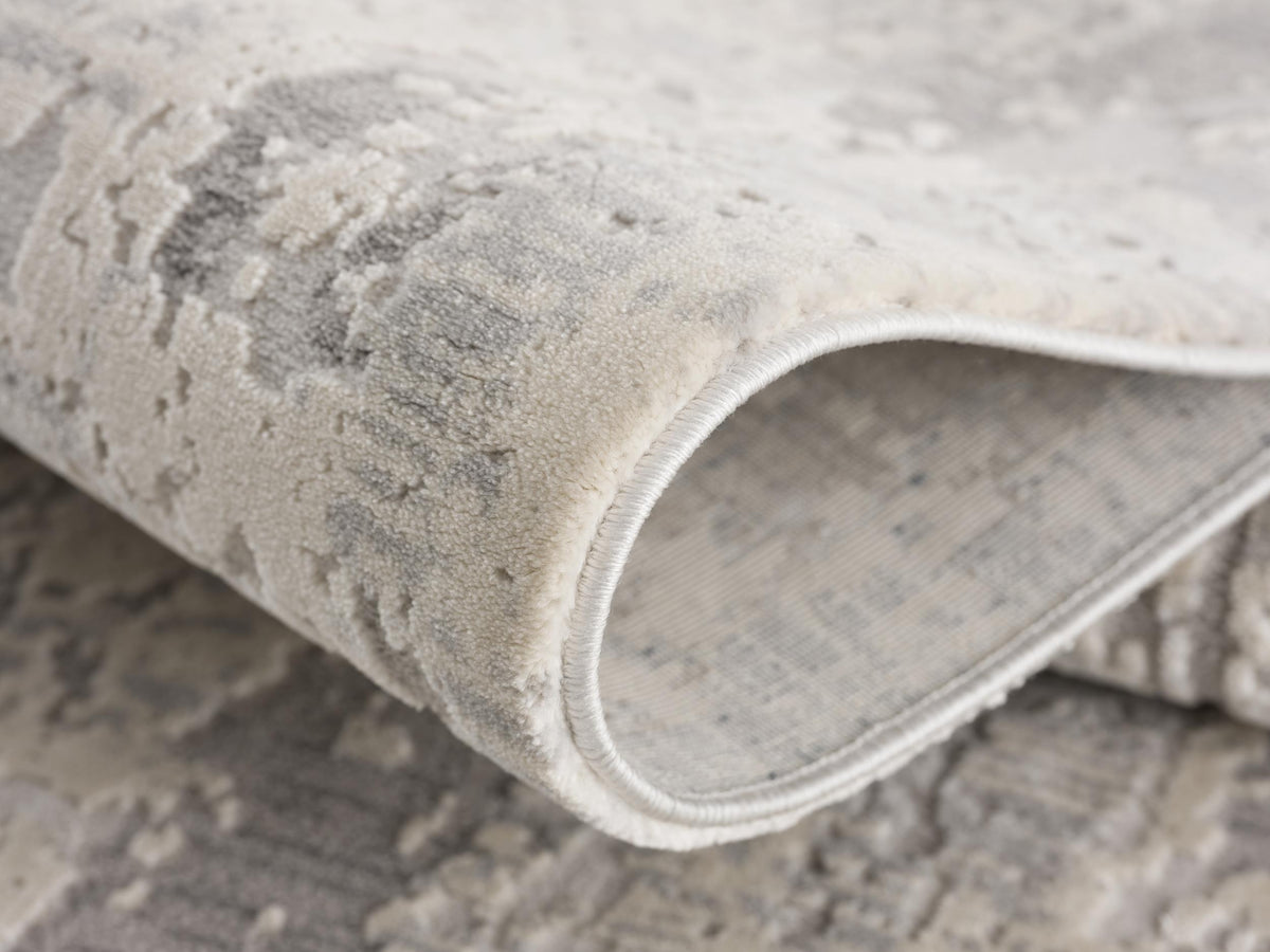 Tranquil Abstract Contemporary Grey and Beige Indoor Rug