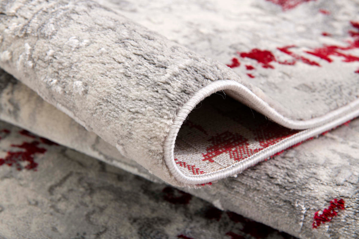 Elara Abstract Contemporary Red and Grey Indoor Rug