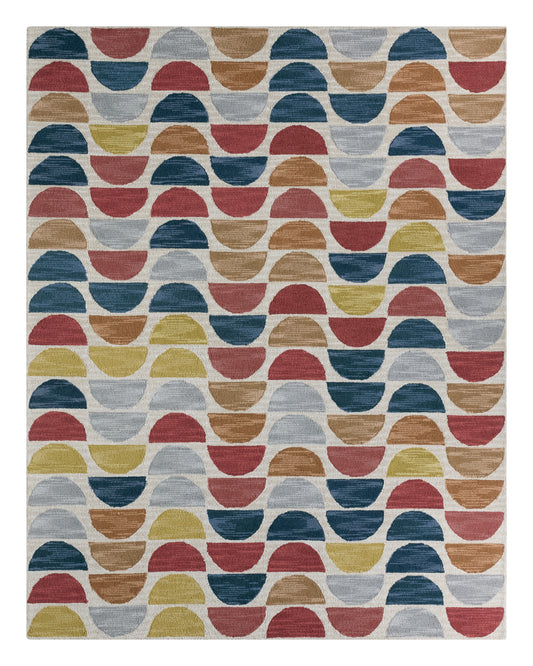 Carson Geometric Mid-Century Modern Multicolor and Blue Area Rug