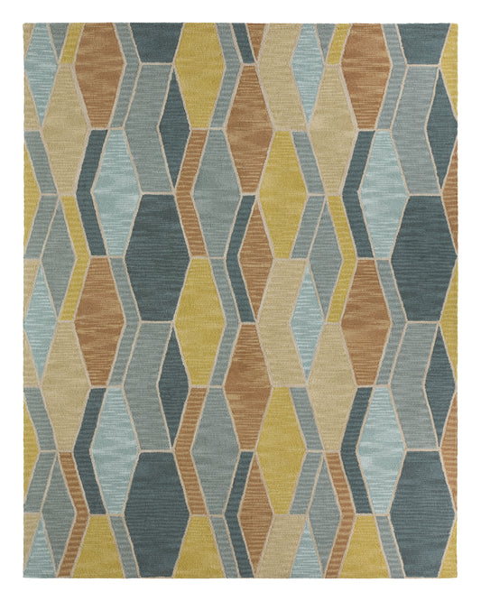 Sade Geometric Mid-Century Modern Gray and Yellow Area Rug