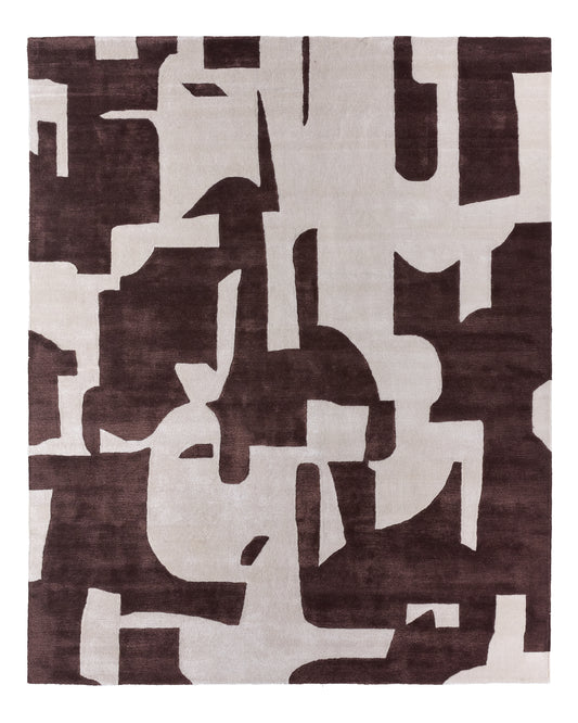 Noverre Abstract Mid-Century Modern Brown and Tan Area Rug
