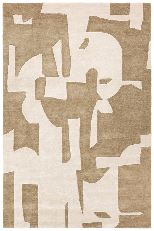 Noverre Abstract Mid-Century Modern Tan and Beige Area Rug