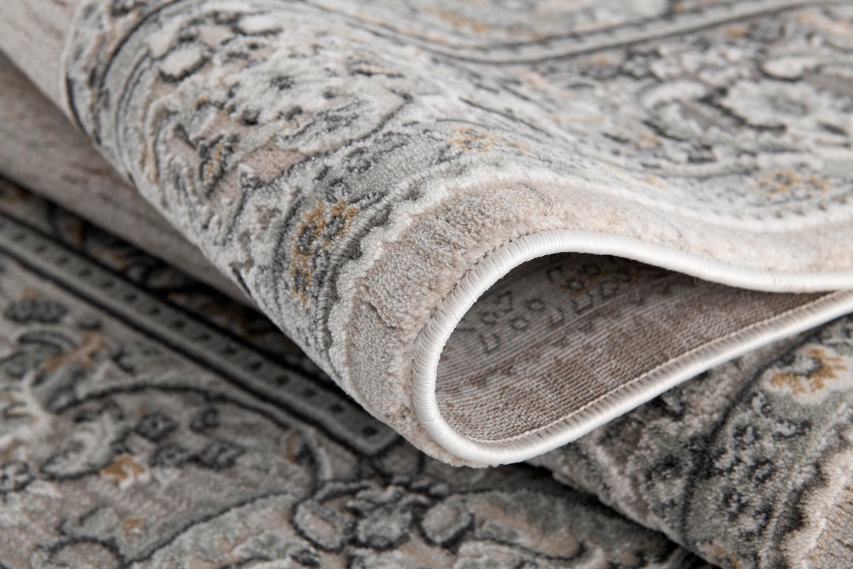 Regalia Medallion Transitional Grey and Cream Indoor Rug