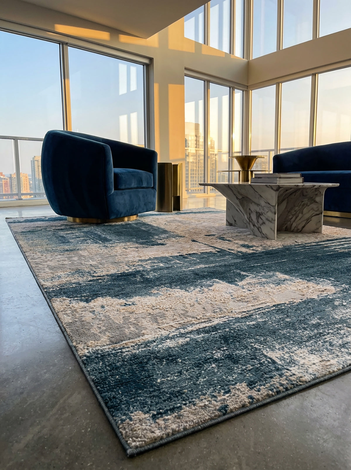 Terano Abstract Contemporary Blue Indoor Rug