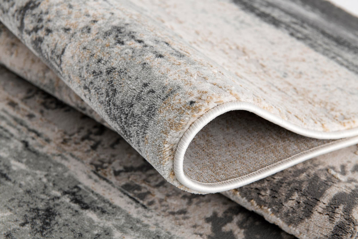 Tapis Terano abstrait contemporain gris et beige