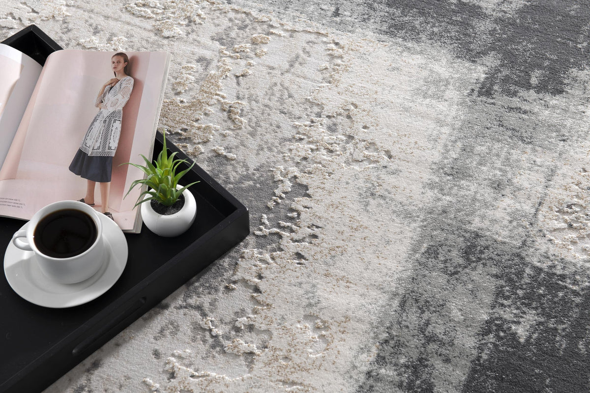 Terano Abstract Contemporary Grey and Beige Indoor Rug