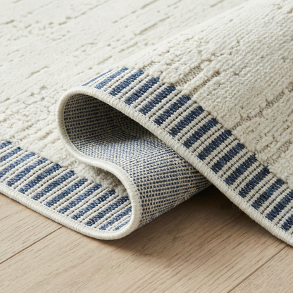 Selva Geometric Contemporary Cream and Blue Indoor Rug
