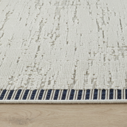 Selva Geometric Contemporary Cream and Blue Indoor Rug